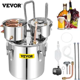 Vevor Distillieranlage Moonshine, 50 L Wasser Alkohol Destillierer Moonshine mit doppelter Kondensatpumpe, Edelstahl Moonshine Alkohol Destillieren Ausrüstung Schnapsbrennen Destille Destilator