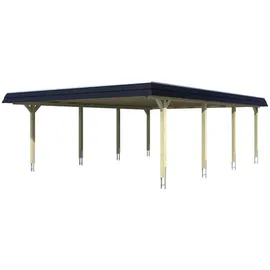 SKANHOLZ Doppel-Carport Wendland 6,30 x 8,79 m beige inkl. Regenrinne/Pfostenanker