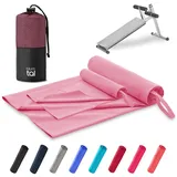 Blumtal Fitness Handtuch im 2er Set - Microfaser Sporthandtuch Fitnessstudio 180 x 90 cm + Mikrofaser Handtuch 80 x 40 cm - Microfaser Handtuch groß & klein - Gym Handtuch - Handtuch Microfaser - Pink