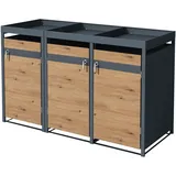 ML-Design Mülltonnenbox mit Pflanzdach für 3 Tonnen, 240L 200x80x124 cm, Stahl - Schutzhüllen