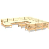 vidaXL 13-tlg. Loungeset creme Kiefernholz