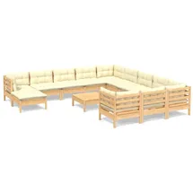 vidaXL 13-tlg. Loungeset creme Kiefernholz
