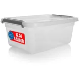 BigDean 4 Stück 12,5 L Aufbewahrungsbox mit Deckel transparent BPA- frei & lebensmittelecht – stapelbare robuste Aufbewahrungsbox