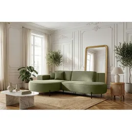 WFL GROUP Ecksofa Hana Loft 3-Sitzer Ecke Links Boucle Grün 241/80/168 cm,