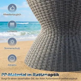 Fantask COSTWAY 3 in 1 Cool Bar, höhenverstellbarer Beistelltisch, 30L Outdoor Bier- und Weinkühler in Rattanoptik, Getränkekühler mit Abflussloch, für Terrasse, Party, Poolbereiche,