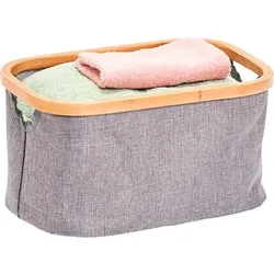 Aufbewahrungsbox ZELLER PRESENT, grau, Maße(B/T/H):(29,5/20/16), Polyester, Bambus, Aufbewahrungsboxen, dekorative aufbewahrung mit Bambus Rahmen