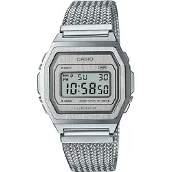 Chronograph CASIO VINTAGE, silber (silberfarben), Armbanduhren, Damen, Quarzuhr, Armbanduhr, Damen, Herren, digital, retro, Stoppfunktion