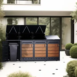 RS Trade Mülltonnenbox 4er 240 L  Holzoptik