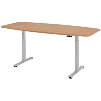 Bümö Konferenztisch, Nussbaum, Silber, Nachbildung,Nussbaum, Oval, 220x74x103 cm, FSC