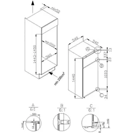 Amica EDTS 374 911 Einbau-Kühlgefrierkombination (220 l, 1440 mm hoch)