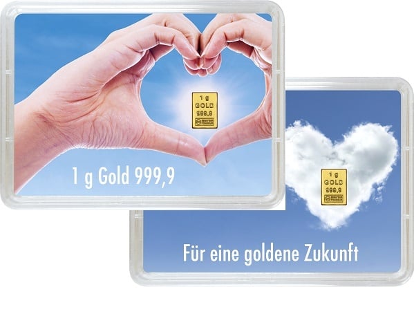 1 g Gold Geschenkkarte Für eine goldene Zukunft