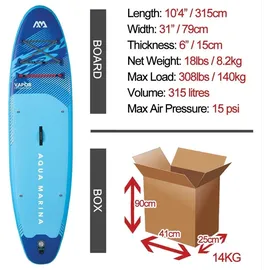 Aqua Marina SUP Board Set Vapor 320 x 81 x 15 cm Blau/Türkis