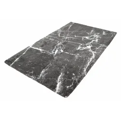 Badematte KLEINE WOLKE "Como" Gr. 3, grau (platinfarben), H:16mm, Baumwolle, Badematten, Badteppich, modernes Marmor Design, waschbar
