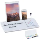 DEWUR Glas Whiteboard Desktop Memoboard, als Dock Handy Ständer, Tablet Ständer Tastatur Ständer Schreibtisch Organizer mit Zubehör für Büro, Zuhause