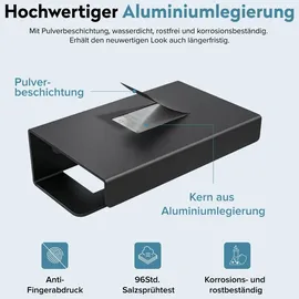 doporro Toilettenpapierhalter mit Ablage, Klopapierhalter aus Aluminium zur Wandmontage,Klorollenhalter für Badezimmer Sandschwarz Lino-05