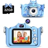 NEOVSUNY Kinderkamera, Kinder Kamera 20MP 1080P HD Selfie Digitalkamera Kinder, Fotoapparat Kinder, 2.0”Bildschirm mit 32GB Karte Dinosaurier Fotokamera Geschenke für 3-12 Jahre Jungen und Mädchen