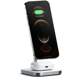 Satechi ST-WMCS2M, Drinnen, USB, Kabelloses Aufladen, Silber, Weiß