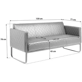 HJH Office Loungesofa ARUBA BLACK Kunstleder 3-Sitzer schwarz