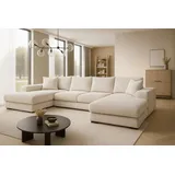 mebloland Ecksofa VIENA 328x182 cm mit Schlaffunktion, Bonellfederkern und Bettkasten, Farbe Creme - Creme