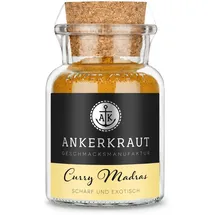 Ankerkraut Curry Madras, scharf, im Korkenglas frisch-fruchtiges Curry-Pulver passend zu Fleisch, Fisch & Gemüse