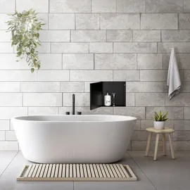 luxebath Duschnische Schwarz, Metall, Quadratisch, 30x10x30 cm, Badezimmer Baden & Duschen, Duschablagen
