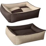 BedDog 2in1 Hundebett MAX Quattro, großes Hundekörbchen aus Cordura, waschbares Hundebett mit Rand, Hundesofa für drinnen, draußen, XXL, Melange, beige-braun