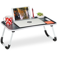 Relaxdays Laptoptisch für Bett & Couch, H x B x T: 26 x 63 x 40 cm, klappbarer Betttisch, Notebooktisch, schwarz/weiß
