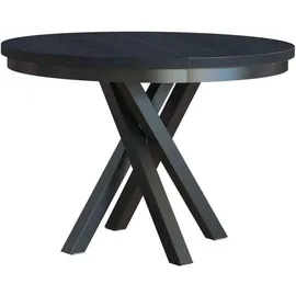 beautysofa Runder Tisch KRIS Ø 100–140 cm ausziehbar, Metallbeine, Loft-Stil, Farbe: Schwarz/Schwarz - Schwarz