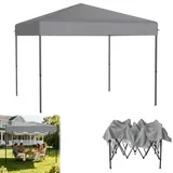 Froadp Pavillon 3x3 m Faltpavillon Wasserdicht Stabil Partyzelt Höhenverstellbar Gartenpavillon mit Einhand-Teleskop-Mechanismus für Camping Party (Grau, ohne Seitenwänden)
