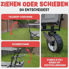onbest Bollerwagen faltbar mit Dach grau