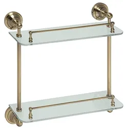 Brillantbad BETRO BRONZE Glasregal Messing Glas Bronze 400x420x120 mm für Bad & Küche >> zum Bohren