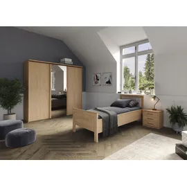 Priess Einzelbett PRIESS "Arnsberg", braun (livorno buche, weiß), B:108cm L:208cm, Betten, Kinder-Einzelbett Jugendbett Bettgestell, Komforthöhe mit gepolstertem Kopfteil