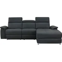 Places of Style Ecksofa »Pareli, L-Form, 259cm,m. Recamiere, Echtleder, Kunstleder, Webstoff«, man. o. elektr. Relaxfunktion, USB/Kopfteilverstellg u. LED grau