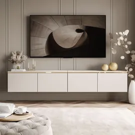 Lukmebel CELINE KASCHMIR TV-Lowboard 200 cm Beige/Gold Holzwerkstoff