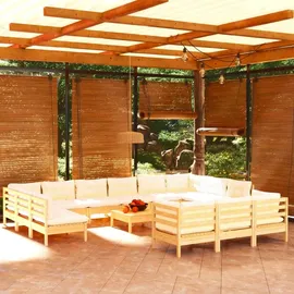 vidaXL Garten-Lounge-Set 14-tlg. creme Kiefernholz
