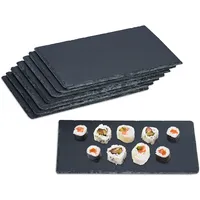 Relaxdays Schieferplatte, 8er Set, rechteckige Servierplatte, 26 x 16 cm, für Käse, Sushi, Desserts, Buffet, anthrazit