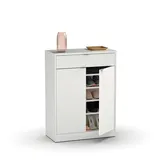 Muebles Pitarch | Eingangsschuhkipper mit Schublade und 4 verstellbaren Regalböden, Hochglanz Weiß, 20 Paar Schuhe, 101x75x36 cm, Modell Berlin