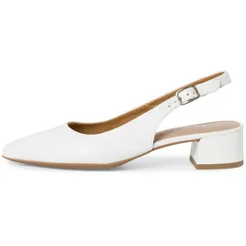 TAMARIS Damen Sling Pump mit Blockabsatz Leder, weiß, 36 EU