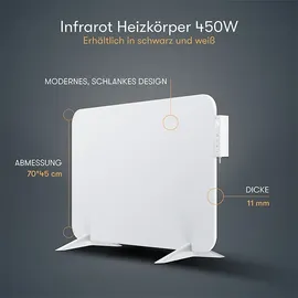 bringer-germany Metall Infrarotheizung 450W mit Smart Thermostat - Weiß