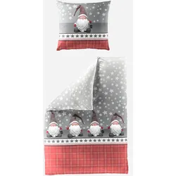 Bettwäsche »Wichtel«, 100 % Baumwolle, Biber, unterschiedliche Weihnachts-Designs, 60949204-0 Wichtel rot 1 St.