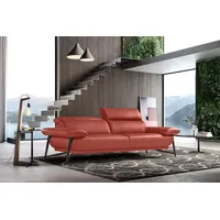 Egoitaliano 2,5-Sitzer Anais, Designsofa mit erstklassigem Sitzkomfort, Fußfarbe schattengrau, Kopfteil verstellbar, 232 cm, Leder BULL, marsala rot