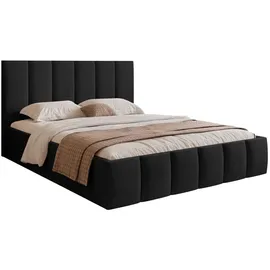 Selsey Polsterbett 140x200 cm, mit Bettkasten und Lattenrost, schwarz -