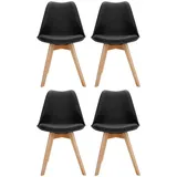 Mid.you Stuhl-Set, Schwarz, Buche, Kunststoff, Textil, Buche, konisch, 48x87x56 cm, Esszimmer, Stühle, Esszimmerstühle, Esszimmerstühle-Set