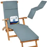 Beautissu Luxus Deckchair Auflage Sonnenliege 175x45x5cm LoftLux DC – Bezug Abnehmbar – Polsterauflage für Liegestuhl Auflage Gartenliege Polster – Liegenauflage Gartenmöbel Kissen Taubenblau
