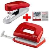 NOVUS Locher-Tacker-Büroset »Evolution Twin Set fresh« rot, Novus