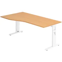 Bümö Schreibtisch Buche, Weiß, Nachbildung,Buche, Rechteckig, 180x74x100 cm, FSC