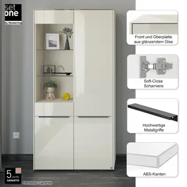 Set One by Musterring Standvitrine Reno 92 x 42 x 185 cm Beige