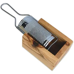 Hartkäse- und Muskatreibe aus Olivenholz groß