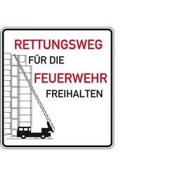 Schild I Hinweisschild Rettungsweg für Feuerwehr..., Aluminium RA0, reflektierend, 500x500mm, DIN 67520, nach StVO