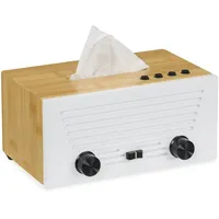 Relaxdays Kosmetiktücherbox, Taschentuchbox im Radio-Design, für Kosmetik- & Taschentücher,